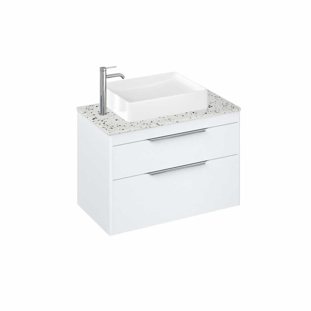 Shoreditch 85cm double drawer Matt White with Ice Blue Worktop and Quad Countertop Basin